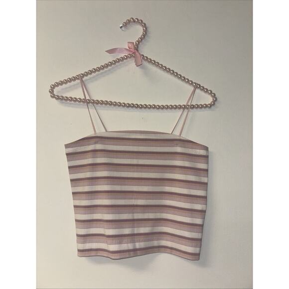 Women’s Knit Tank Baby Cami Striped Sz Med 70s VTG Fairy Event Concert Ribbed - Picture 1 of 5
